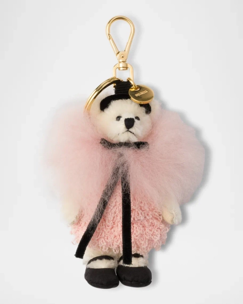 Teddy Bear Bag Charm with Metal Ring