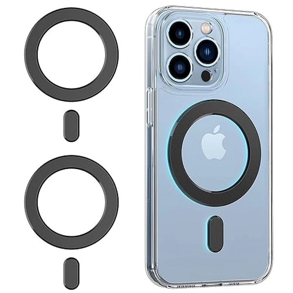 OUTXE Magnetic Adapter Ring 2-Pack, Universal Magnet Sticker Compatible with Magsafe Accessories & Wireless Charging for iPhone 16/15/14/13/12 Mini Plus Pro Max Black