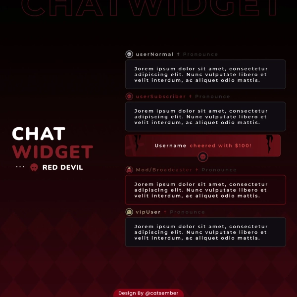 Chat Widget - Red Devil | Streamelements  | Twitch Chat Widget | Chatbox | Stream ChatBox | vampire chat widget | red chat widget