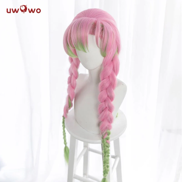 Uwowo Anime Mitsuri Cosplay Wig 85cm Long Pink Green Gradient Wig