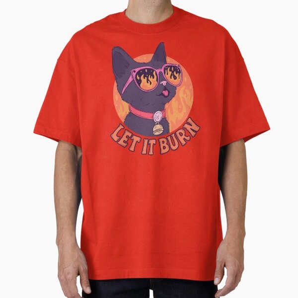 Let It Burn Chaos Cat Meme Oversized T-Shirt
