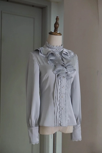 Zeeye Camellia Blouse Silver-Gray S Size 