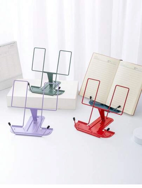 1 Pack Metal Desktop Bookshelf, Adjustable Reading Bookshelf, Iron Bookshelf, Portable Recipe Document Holder For Cookbooks, Textbooks, Tablet Music Books With Page Clips