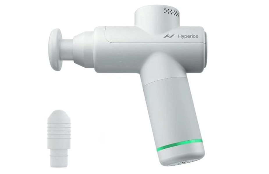 Hyperice Hypervolt Go 2 - Featuring Quiet Glide Technology - Handheld Percussion Massage Gun | 3 Speeds, 2 Interchangeable Heads | Helps Relieve Sore Muscles and Stiffness - FSA and HSA Eligible