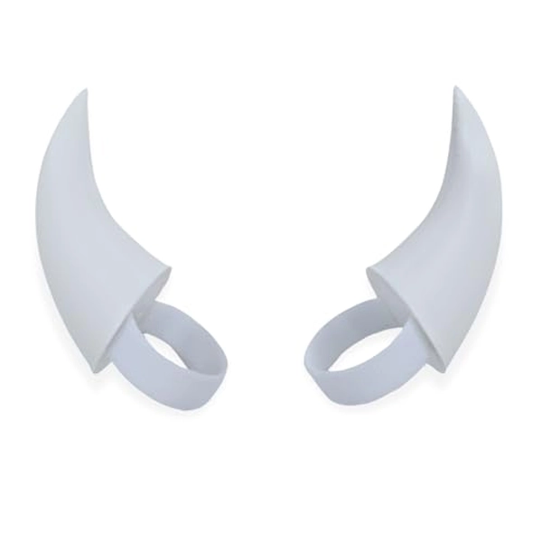 BeamTeam3D Demon Horns for Headphones - Small Devil Headphone Attachment in Various Colors with Self Fastener - Cosplay Devil Ears for Gamers and Streamers (Set of 2) (White)