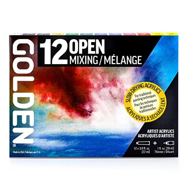 OPEN Slow-Drying Acrylics by GOLDEN, Mixing Set, Professional Acrylic Paint