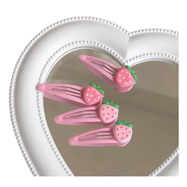 Strawberry Hair Barrettes Pink Y2K Girls Hair Barrettes Hairclips Headpieces Non Slip Strawberry Hair Accessories for Women Girls (2 pairs)