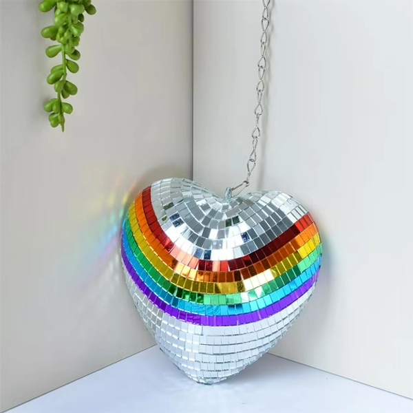 Mirror Disco Ball,6 Inches Disco Balls with Hanging Ring,Cool Heart Shape Reflective Light Mirror Balls for for DJ Club Party, Disco Dancing Party Decoration,Large Hanging Party Disco Ball