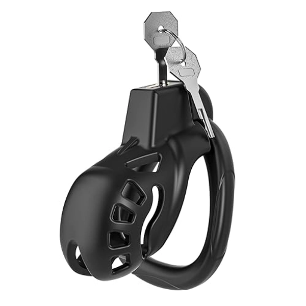 Male Chastity Cage, Middle Chastity Device with 5 Sizes Rings and Invisible Lock for Man Penis Exercise Bondage Gear & Accessories Lightweight Adult Sex Toys