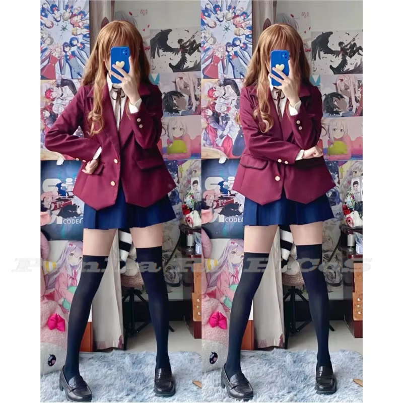 Anime Tiger×Dragon!Toradora! Aisaka Taiga Cosplay Costume Aisaka Taiga Wig Red JK Uniform Shoes Woman Girls Hallowen Party Suit - AliExpress 200000532