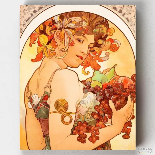 Premium Paint by Numbers Kit - Fruit - Alphonse Mucha - Canvas by Numbers