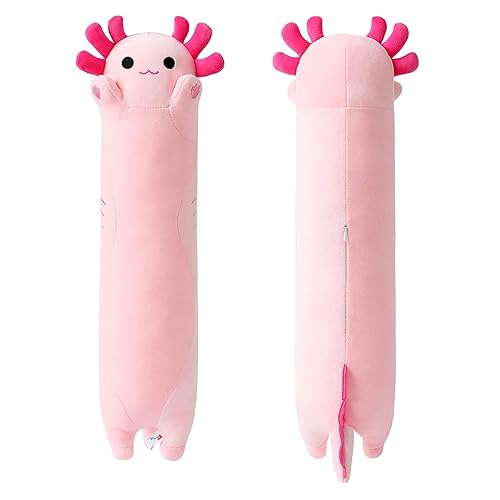 PEACHCAT Pink Long Axolotl Plush Pillow Toy Cute Axolotl Stuffed Animal for Girls and Boys 20" - Pink C - 20 inch