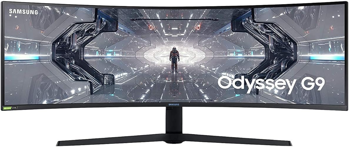 SAMSUNG 49” Odyssey G9 Gaming Monitor, 1000R Curved Screen, QLED, Dual QHD Display, 240Hz, NVIDIA G-SYNC and FreeSync Premium Pro, LC49G95TSSNXZA, Black