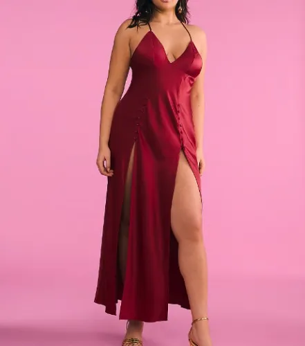 Victoria Secret - Satin Plunge High-Leg Long Slip Dress