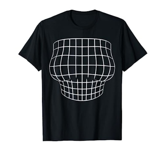 Magnified Chest Optical Illusion Grid - Big Boobs T-Shirt - Men - Red Heather - XX-Large