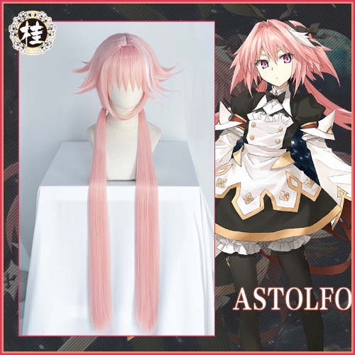 Uwowo Game Fate Grand Order/FGO Astolfo Cosplay Wig 100cm Long Twin Tail Pink Hair