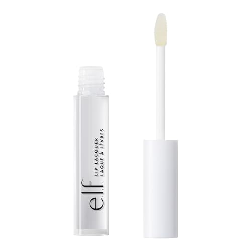 e.l.f. Lip Lacquer, Nourishing, Non-Sticky Ultra-Shine Lip Gloss With Sheer colour, Infused With Vitamins A & E, Vegan & Cruelty-Free, Clear - Clear - 1 count (Pack of 1)