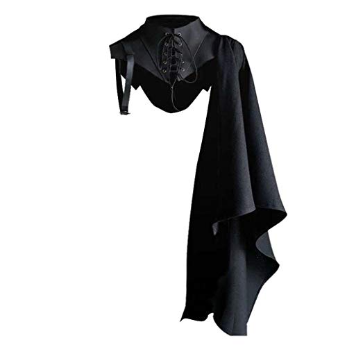 LEJIA Medieval Armor Black Cloak Single Shoulder Retro Cape Gothic Punk Renaissance- M#
