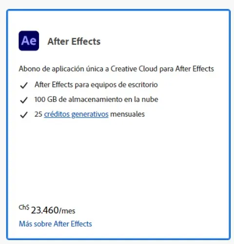 Mensualidad after effects