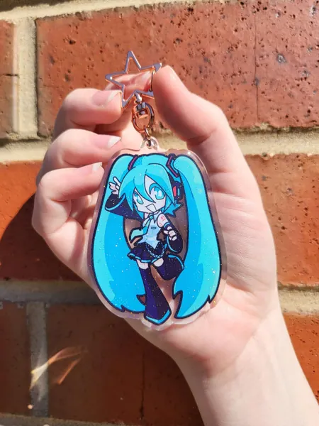 Hatsune Miku VOCALOID Glitter Epoxy Keychain