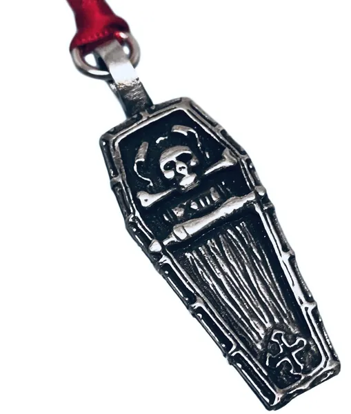 Trilogy Jewelry Pewter Gothic Coffin Christmas Ornament with Skull and Bones - 