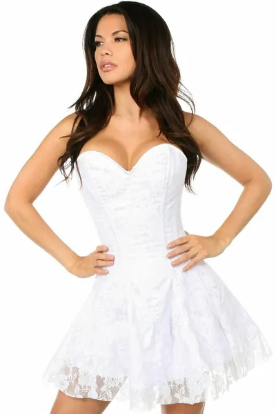 Lavish White Lace Corset Dress - Small / white