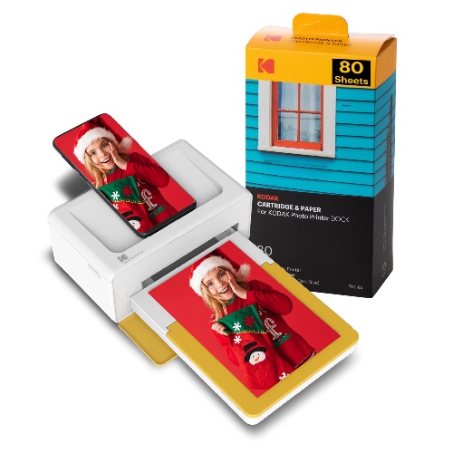 Kodak Dock Plus 4x6 Portable Instant Photo Printer, Compatible with iOS, Android and Bluetooth DevicesFull Color Real Photo, 4Pass Technology & Lamination Process - 80 Sheet Bundle - Dock Plus + 90 Sheets