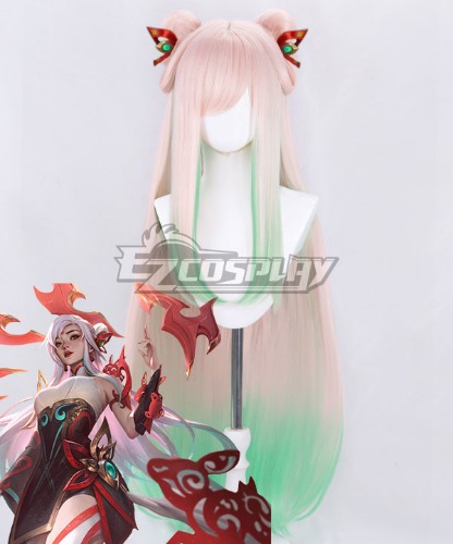 League of Legends LOL  Mythmaker Irelia White Green Cosplay Wig
