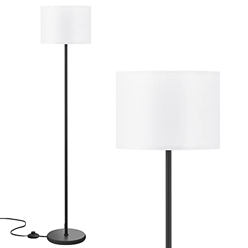 Modern Floor Lamp Simple Design with White Shade, Foot Pedal Switch, Black Floor Lamp, Tall Lamps for Living Room Bedroom Office Dining Room Kitchen(Without Bulb) - A：white - 61.42 inches