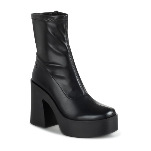 Weide Botas Mujer,Botas De Tacón Grueso Para Mujer, Diseño Con Cierre De Cremallera Lateral, Plataforma Gruesa Impermeable,Negro