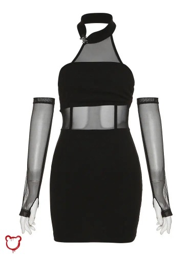 'Black Alt Sleeveless Dress' - Black / M