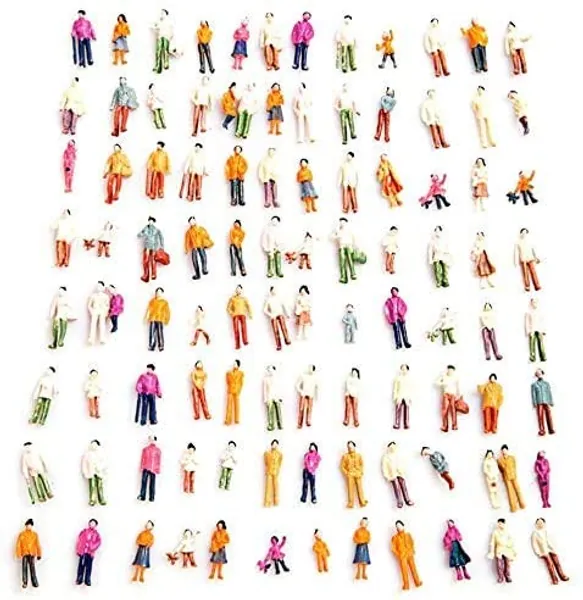 1:100 HO Scale Models People Set, Airlxf 200PCS DIY Resin Scale Figures Tiny People Sitting Mixed Painted Model People Colorful Seated Standing People Train Park Street Passengers Sitting Pose
