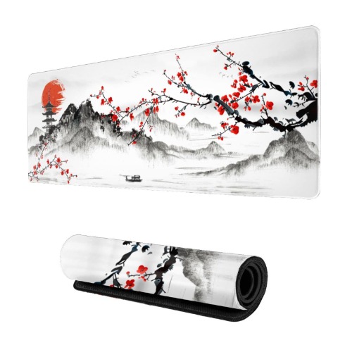 Cherry Blossom Mouse Pad Gaming Mouse Pad 31.5 X 11.8 Inch Japanese Sakura Mouse Pad Stitched Edges Rubber Base Non-Slip Waterproof Large Mouse Pad Suitable Desk / Office / Game - cherry blossom mouse pad