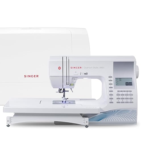 SINGER Quantum Stylist 9960 Computerized Sewing & Quilting Machine with Extension Table, Hard Case & Accessories | 600 Stitches, Lettering, LED Light, 1-Step Buttonhole & High-End Touch Controls - 9960 Sewing Machine