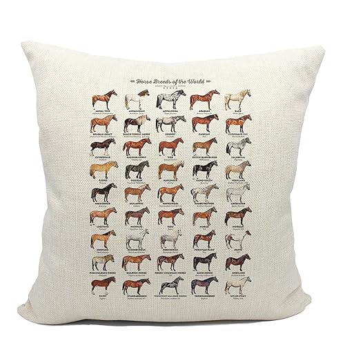 Mancheng-zi Horse Pillow,Horse Pillow Covers 18x18, Horse Decor，Horse Pillow for Girls,Horse Decor Linen Cushion Cover for Bedroom Girls Room,Horse Room Decor,Horse Decor for Girls Room