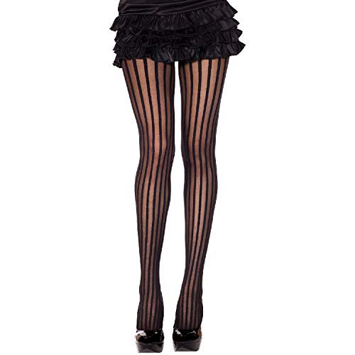 MUSIC LEGS Women's Pin Striped Sheer Pantyhose - One Size - Black