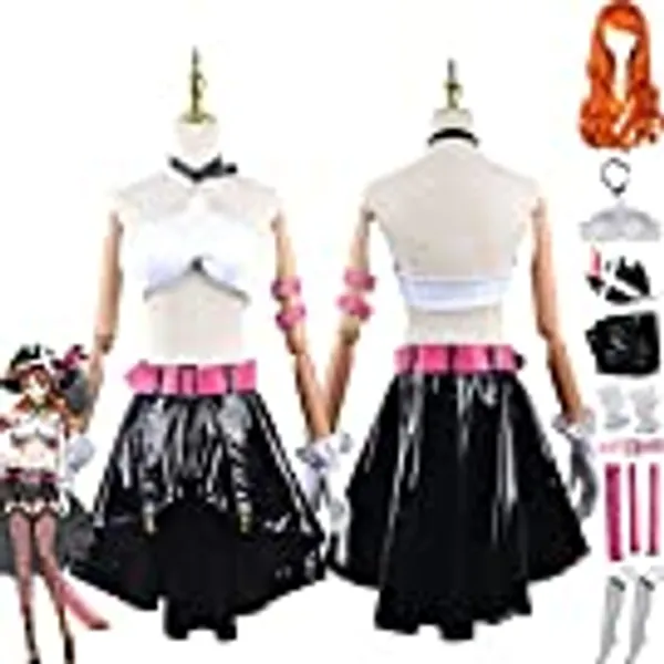 Anime One Piece Film Red Nami Cosplay Kostüm Outfit Rollenspiel Battle Uniform Full Set Halloween Party Karneval Piratenkostüm mit Hut Perücke für Frauen Mädchen
