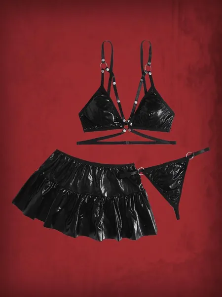 ROMWE Grunge Punk 3 Packe Dessous Set mit Nieten & Rock