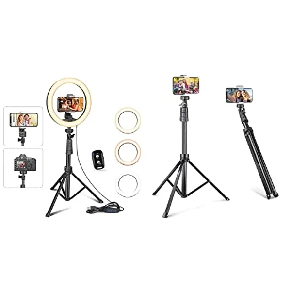 UBeesize 10'' Ring Light Bundle with 67'' Tripod Stand & Selfie Stick