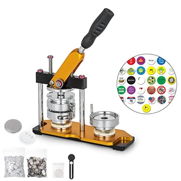 VEVOR Button Maker 58mm Badge Machine with 100 Sets Circle Button Parts Rotate Button Badge Maker Punch Press Machine for DIY Badges