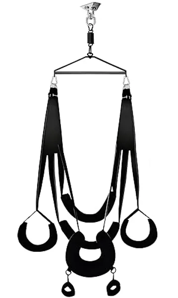 BELSIANG Adult Sex Swing and 360 Degree Spinning Indoor Swing, Sex Swing Set with Premium Paint Stand and Widened Thick Comfortable Swing for Couples Ceiling (Pillow Extreme, Black)