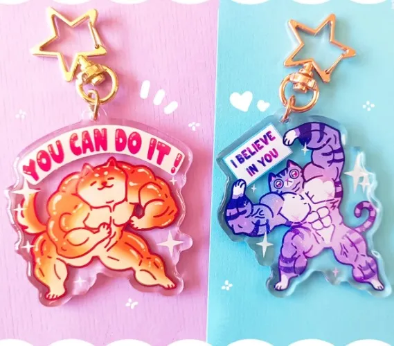 Supportive Muscular Dog and Cat Keychain