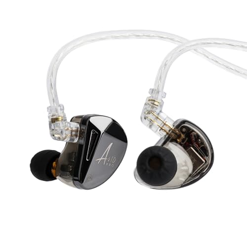 Linsoul x KZ AS10 PRO 5BA Wired Earbuds, HiFi in-Ear Earphones with Mirror Polygon Faceplate, 2 Pin Detachable Cable for Audiophile (with Mic) - With Mic