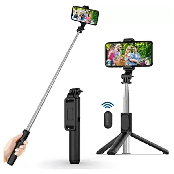 Selfie Stick Tripod, Expandable 101 cm Selfie Pole with Wireless Remote Control, Portable Monopod Mobile Phone Holder, Compatible with iPhone 13/12/11 Pro/XS Max/XS/X/8/7, Samsung Huawei Smartphones