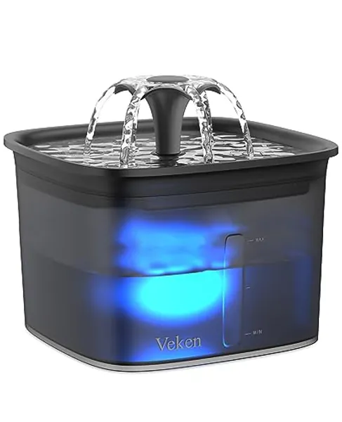 Veken 95oz/2.8L Pet Fountain, Automatic Cat Water Fountain Dog Water Dispenser with Replacement Filters for Cats, Dogs, Multiple Pets (Space Black, Plastic)