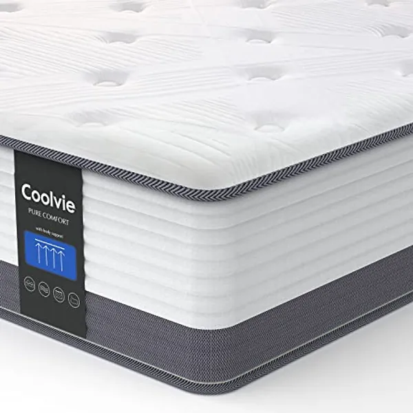 Coolvie 10 Inch Full Size Mattress, Full Hybrid Mattress Built in Pocketed Coils and Gel Memory Foam Layer, Low Motion Transfer & Breathable Full Mattress in A Box