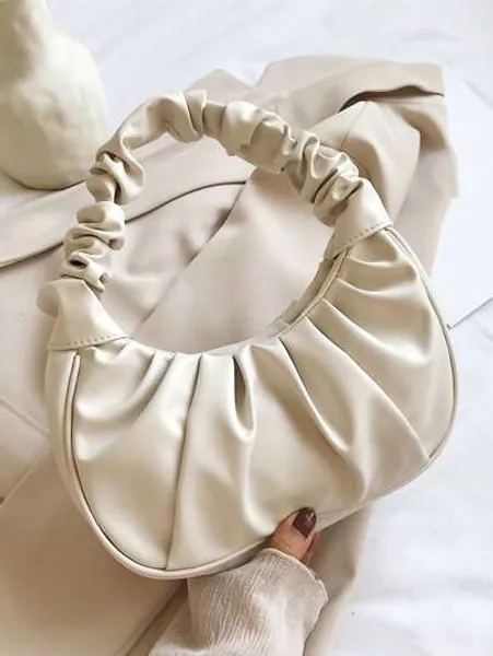 Fashionable New High-Value Cloud Bag Pleated Small Bag Solid Color Single Shoulder Armpit Bag Women's Bag Versatile Solid Color Handbag Women's Bag