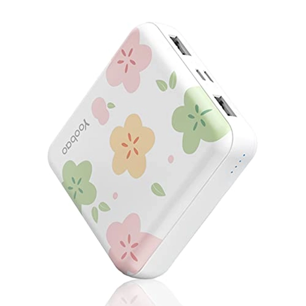 Yoobao Portable Charger 10000mAh Cute Power Bank for Girls Mini Fast Charging Compact Battery Pack with Dual USB Output & Dual Inport (2.1A Type-C and 8-Pin Input),Compatible with iPhone,iPad-White