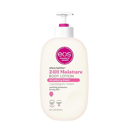 eos Shea Better Body Lotion- Strawberry Dream, 24-Hour Moisture Skin Care, Lightweight & Non-Greasy, Made with Natural Shea, Vegan, 16 fl oz - Strawberry Dream - 16 Fl Oz (Pack of 1)