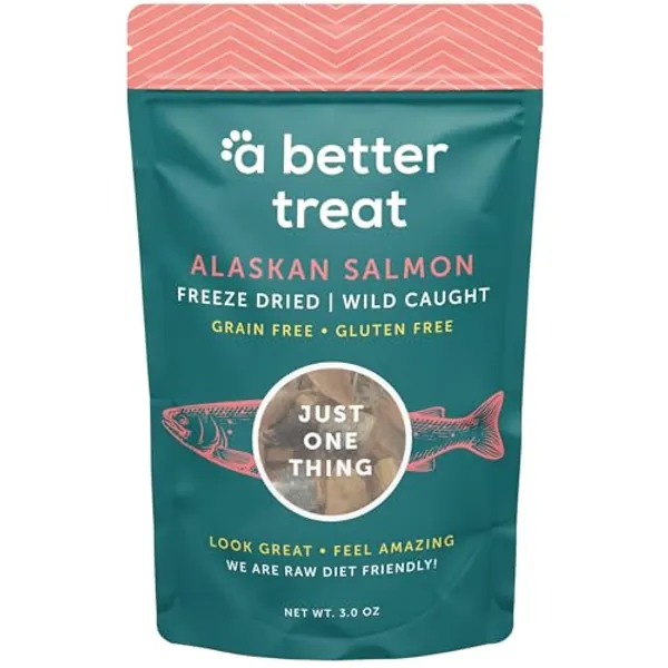 A Better Treat – Freeze Dried Salmon Dog Treats, Wild Caught, Single Ingredient | Natural High Value | Gluten Free, Grain Free, High Protein, Diabetic Friendly | Natural Fish Oil | Made in The USA